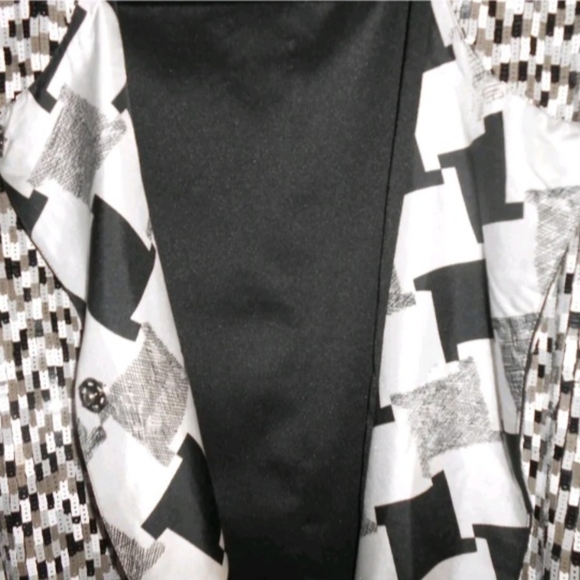 Diane Von Furstenberg Sequin Blazer Black White Gray Jacket Medium Marx Tweed - Picture 4 of 9